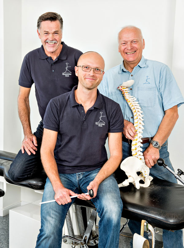 Kiropraktorerne Bruno Christiansen, John B. Madsen og Rune Martinsen, ansatte ved Kiropraktisk Klinik, Holstebro